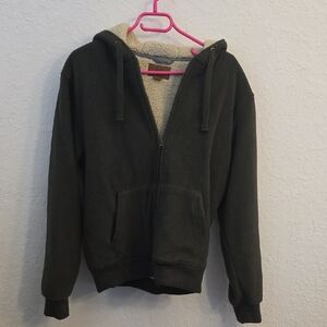 New Extremely Warm Olive/ Army Green Sherpa-Lined Hoodie